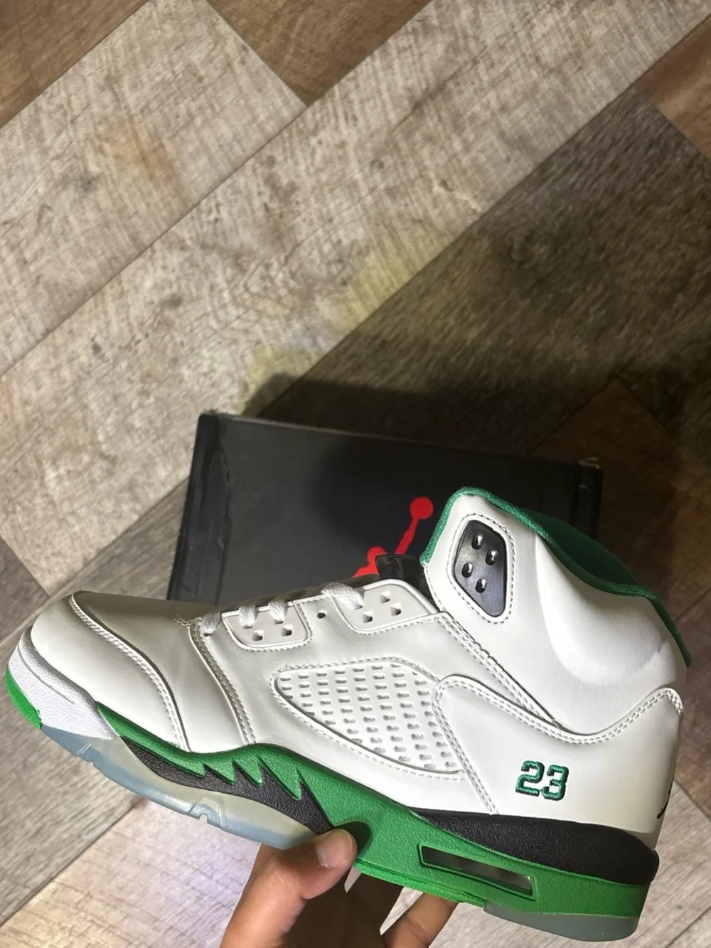 Jordan Men's White & Green High-Top Basketball Sneakers